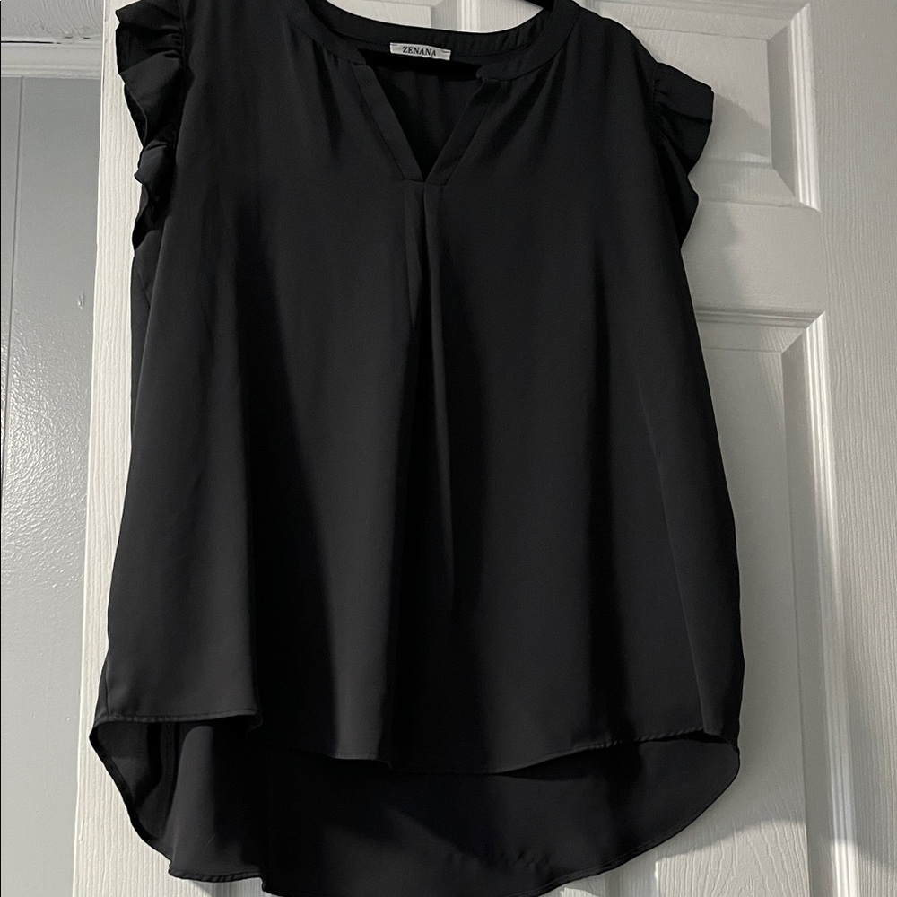 Charcoal Zenana Ruffle Sleeve Blouse 2X